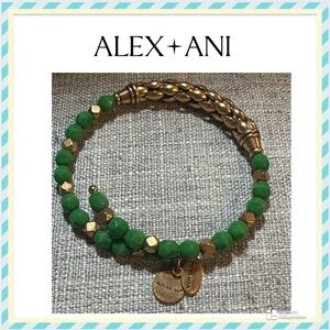 Alex and Ani Emerald and Gold Charm Bracelet